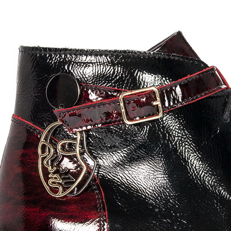 Maciejka Patent Leather Lace-Up Ankle Boots Side Zipper Burgundy 5743A-23/00-7
