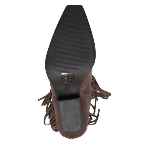 Artiker Fringe Cowboy Ankle Boots Pointed-Toe Brown 57C01136