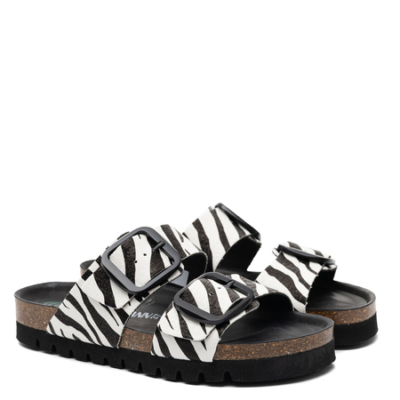 Dr. Brinkmann Bonillo Klapki Damskie Profilowane Zebra Biało-Czarne 700909-00 BONILLO