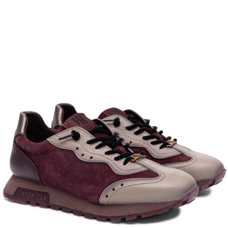 Hispanitas Burgundy Leather Lace-Up Sneakers CHI265106