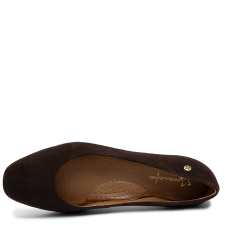 Maciejka Comfortable Suede Pumps Low Block Heel Brown 03330-02-00-1