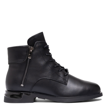 Sokolski Leather Lace-Up Ankle Boots Warm Lined Black HW-Z25-125-BLK
