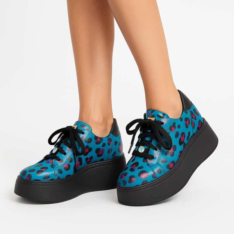 Maciejka Sneakers Platform Leather Low-Top Blue 6191W-01/00-8