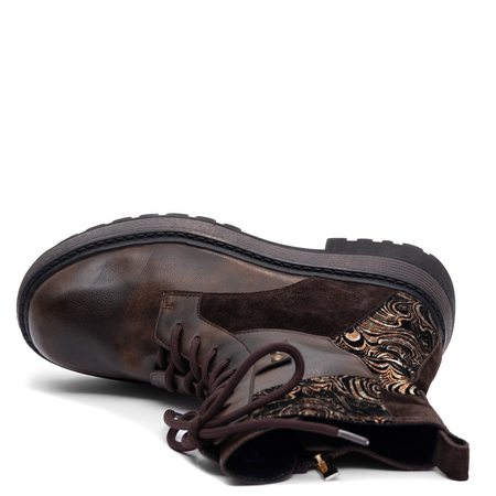 Maciejka Leather Lace-Up Boots Flat Sole Brown K7837-02/00-7