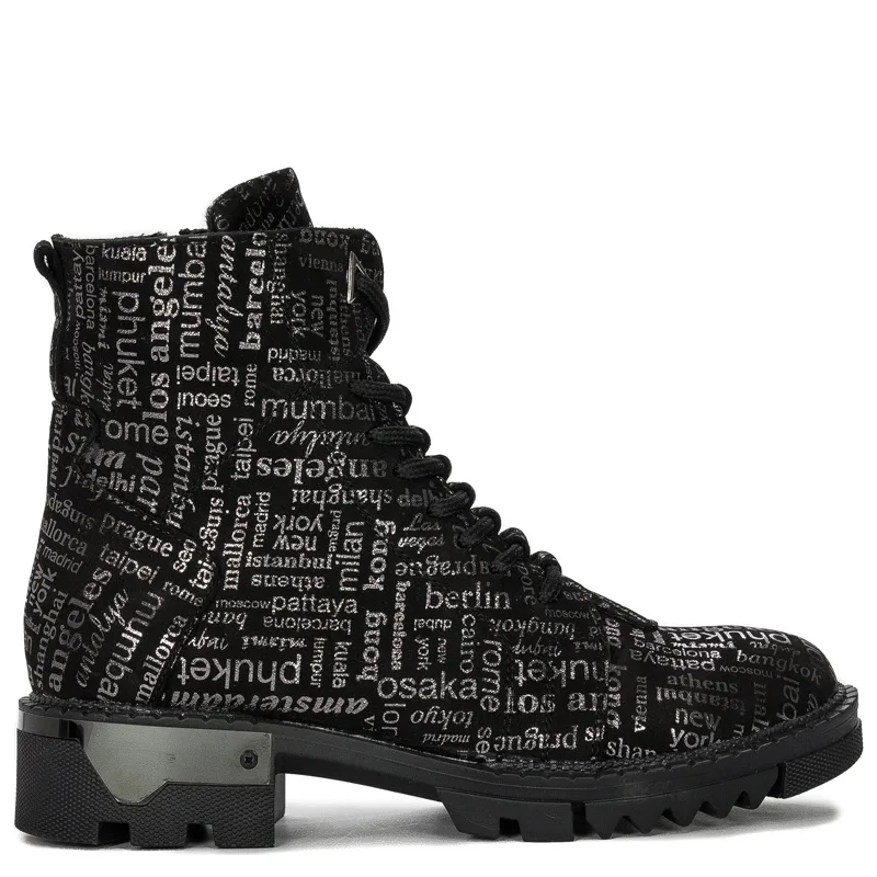 Botki Artiker 49C0727 skórzane ocieplane Black Silver