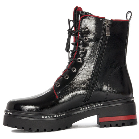 Filippo Botki damskie ocieplane lakierowane czarne