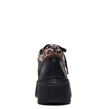 Maciejka Leather Platform Sneakers Animal Print Black 07078-01/00-8