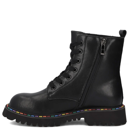Filippo Women's Insulated Leather Ankle Boots with Rainbow Welt Black DBT7428-26-BK