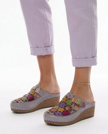 Laura Vita Facscineo 01 Leather Wedge Mules Multicolor FACSCINEO-01-GRIS
