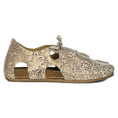 Maciejka Beige + Gold Leather Sandals