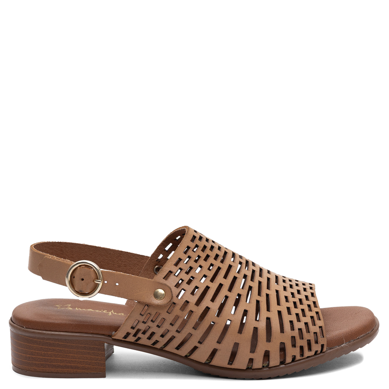 Maciejka Leather Openwork Sandals Beige E7392-04/00-1