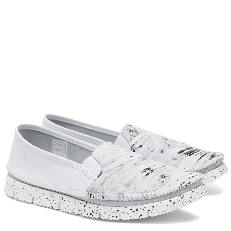 Maciejka Women's Speckled Leather Slip-On Shoes White 3512W-33/00-5