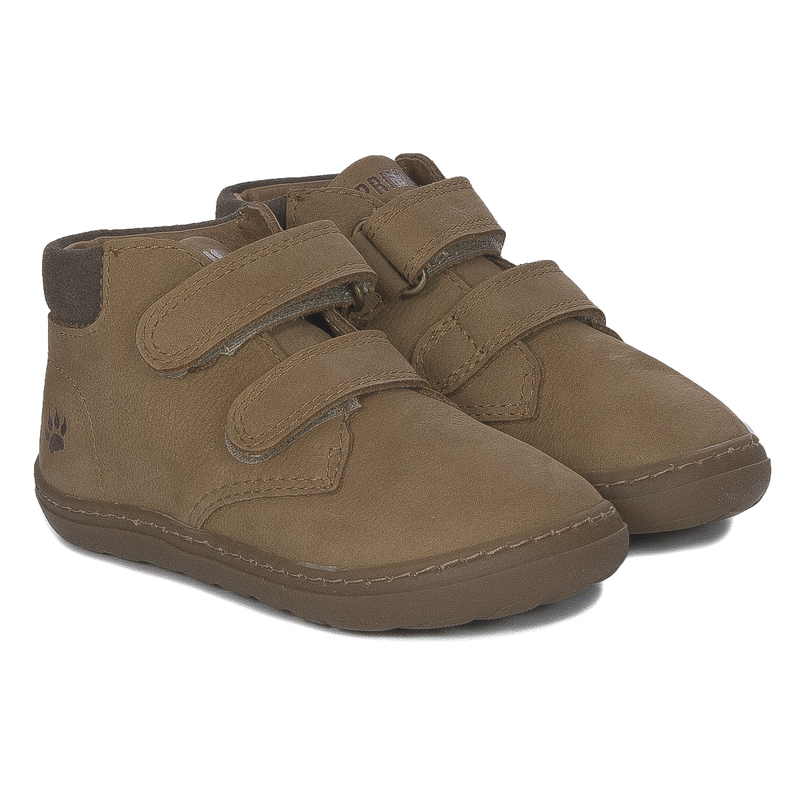 Primigi Botki dziecięce skórzane na rzepy Nubuck/Canyon//Camel brązowe