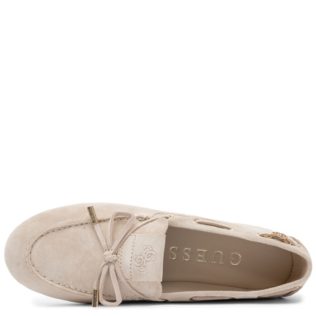 Guess Zamszowe Mokasyny Damskie z Kokardką Beżowe FLPAISSUE14 BEIGE