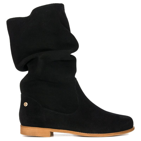 Maciejka Velour Slip-On Knee-High Boots Black 05057-01/00-6