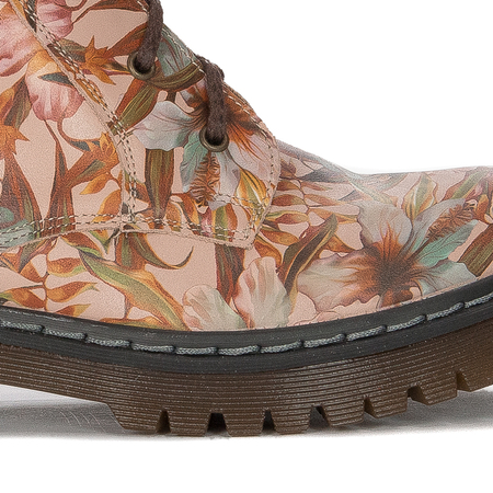 Maciejka 01609-15/00-6 Pink + Flowers Lace-up Boots