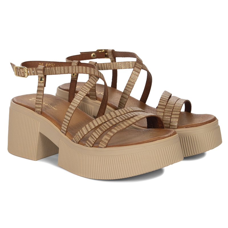 Maciejka Gold Leather Sandals