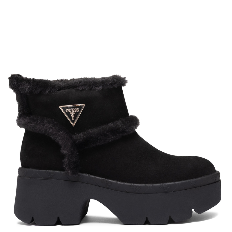 Guess Botki Damskie Na Platformie Botki Z Futrzanym Obszyciem Czarne FLFBRDESU10-BLK