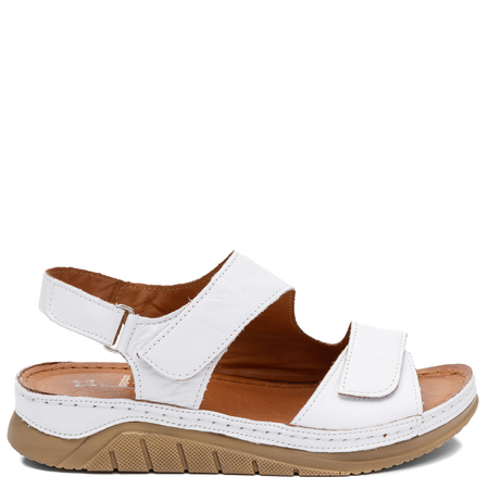 Maciejka White Leather Platform Sandals L4495-11/00-1
