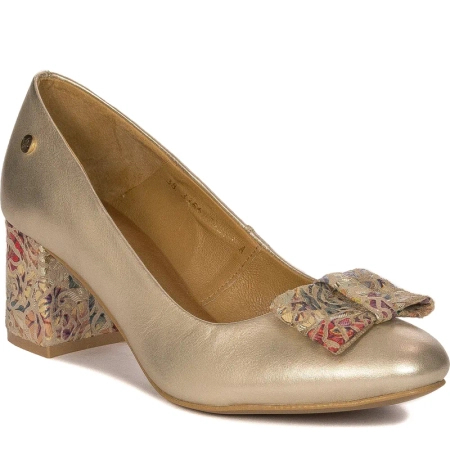 Maciejka Leather Elegant Pumps With Bow Gold 3356A-25/00-1