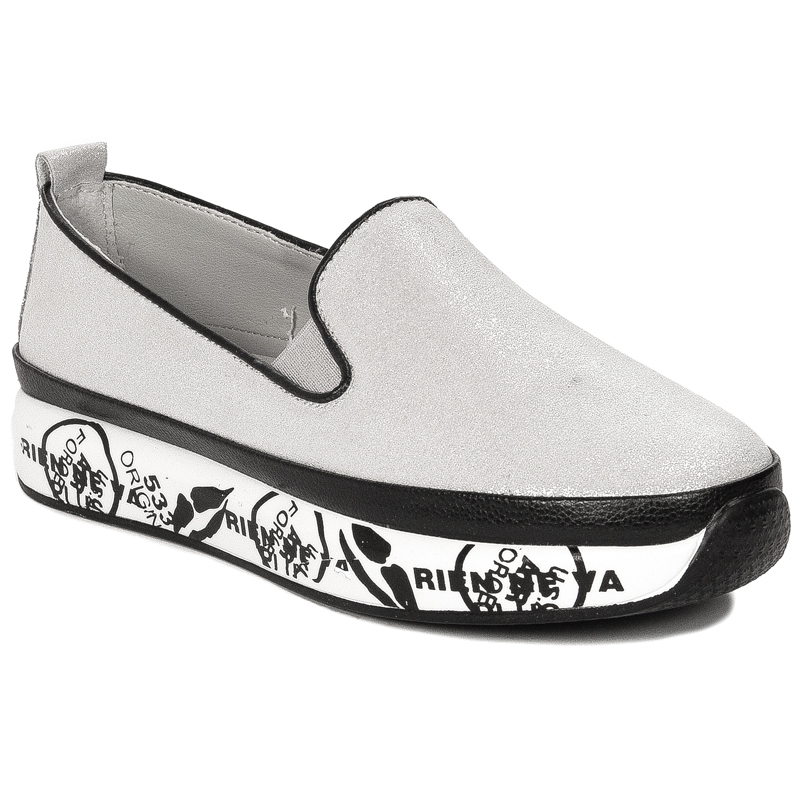 S.Barski Women's Low shoes Leather Silver