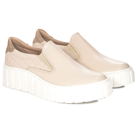 Inofio women's leather beige shoes slip on 