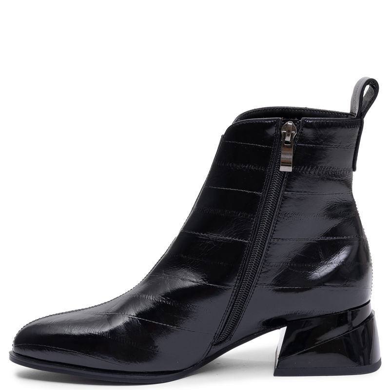 Maciejka Women's Leather Pointed Toe Geometric Block Heel Ankle Boots Black K7675-01/00-7