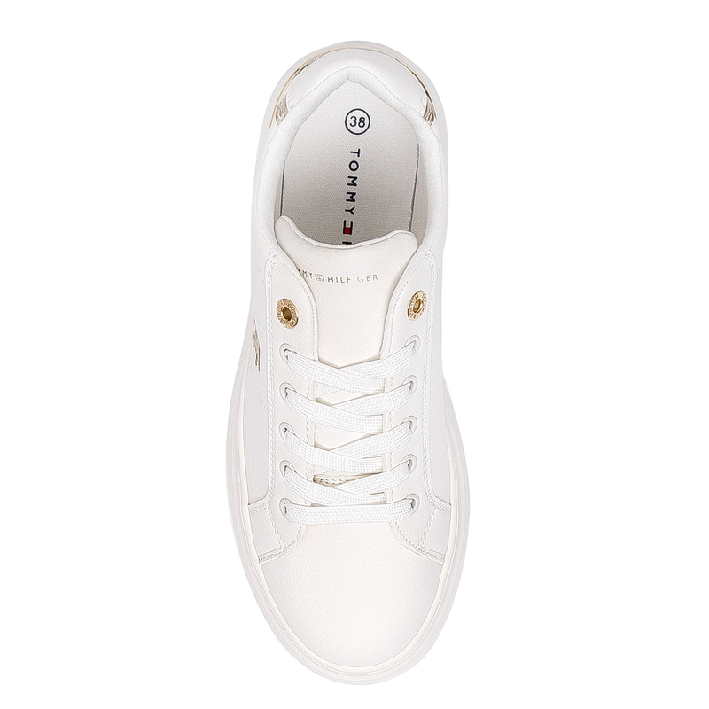 Tommy Hilfiger Platform Sneakers Gold Accents Low-Top Off White T3A9-33985-1355530