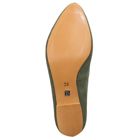 Maciejka Leather Ballet Flats Almond Toe Flat Heel Olive 04100-45/00-8