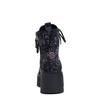 Maciejka Women's Platform Boots, Black with Floral Pattern - Stylish Patterned Shoes
