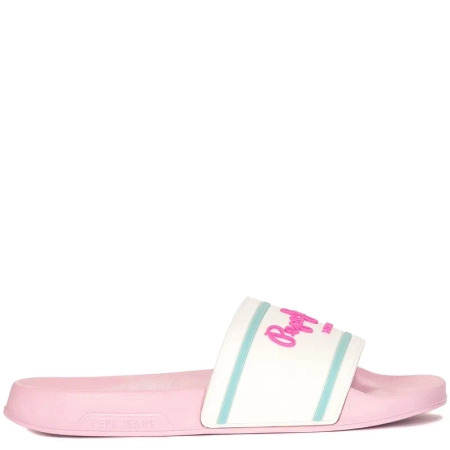 Pepe Jeans Klapki White Slider Logo Girl Białe