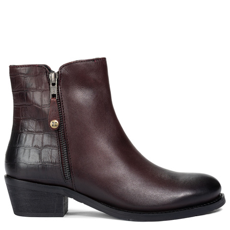 Maciejka Leather Ankle Boots Block Heel Bordeaux H7170-23/00-7