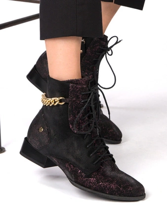 Botki damskie Maciejka Skórzane Czarne