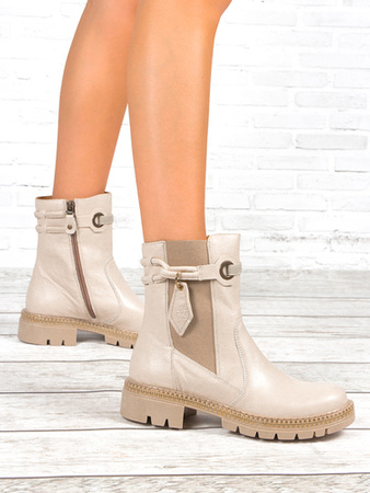 Maciejka Beige Leather Women's Boots