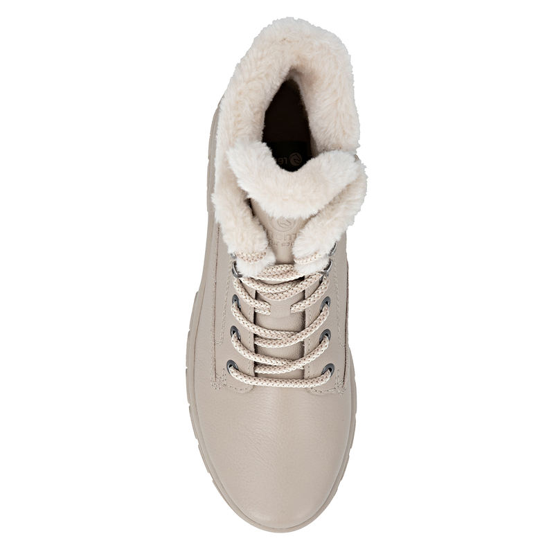 Rieker Warm-Lined Platform Ankle Boots With Zip And Laces Beige D0E71-60