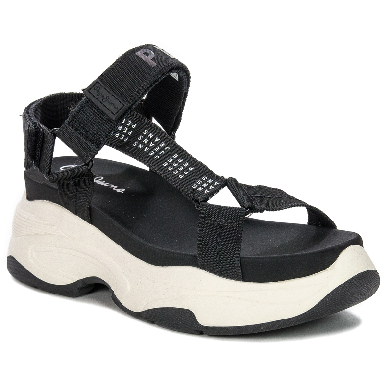 Pepe Jeans Black Grubo Logo Sandals