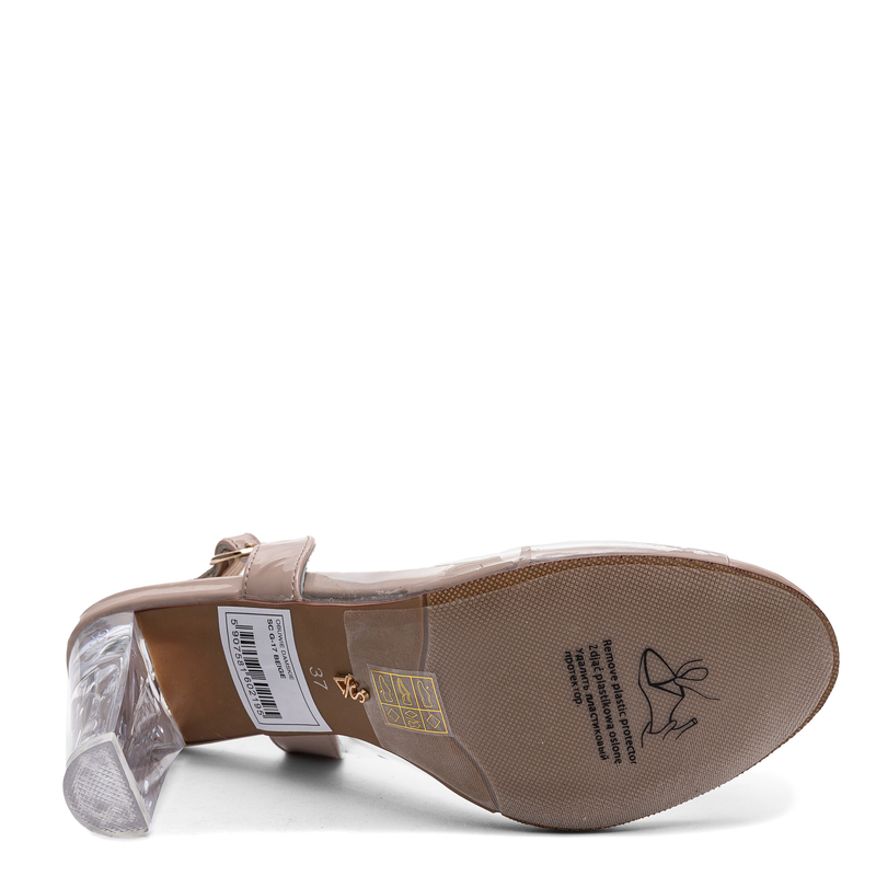 Sca'Viola Przezroczyste Sandały Z Kryształem Słupek Bezbarwne G-17-BEIGE