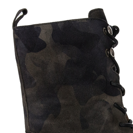 Wonders Women's Leather Boots On The Camo Platform Wonders Botki Damskie Skórzane Na Platformie Jungla Negro