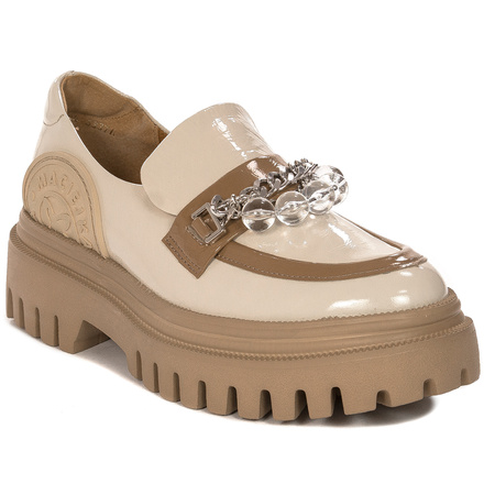 Maciejka Patent Leather Loafers Chunky Platform Light Beige 06294-22/00-8
