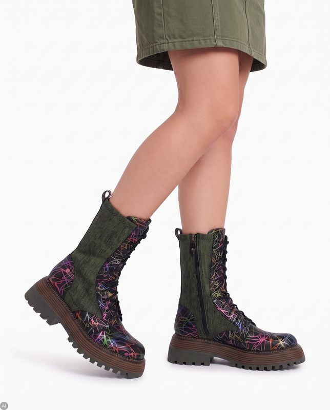 Maciejka  Women's Black and Green Boots