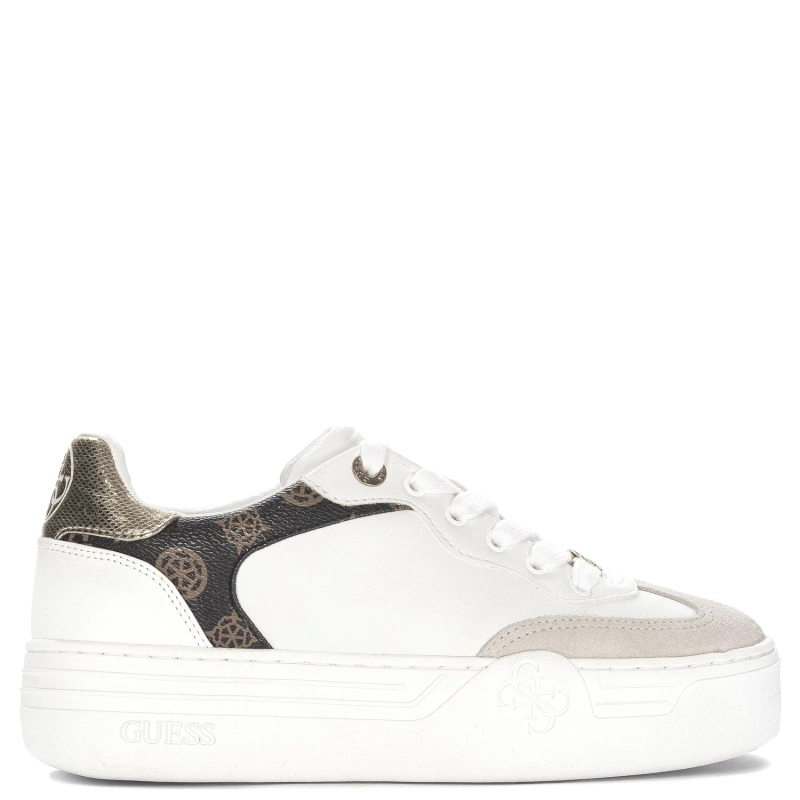 Guess Sneakersy Damskie Skórzane Na Platformie White
