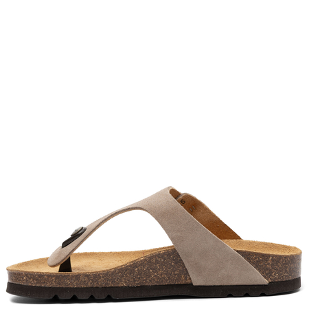 Scholl Leather Adjustable Toe-Post Sandals with Cork Footbed Beige F00740-2361