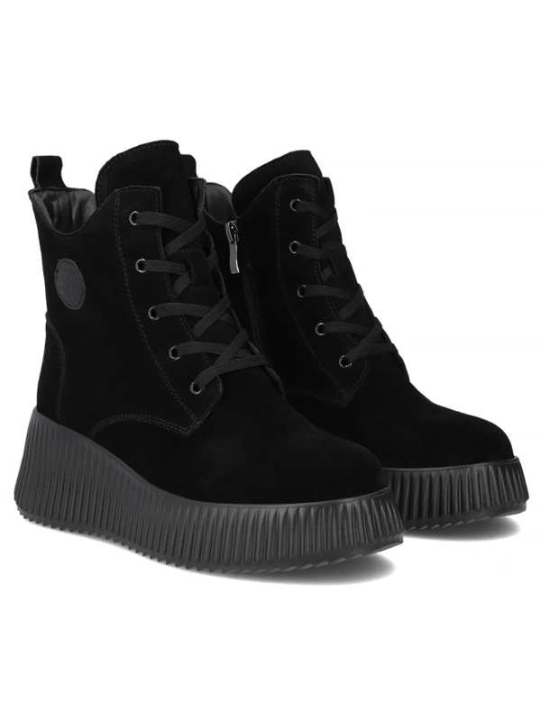 Filippo Leather Platform Ankle Boots Insulated Black DBT7288-25-BK