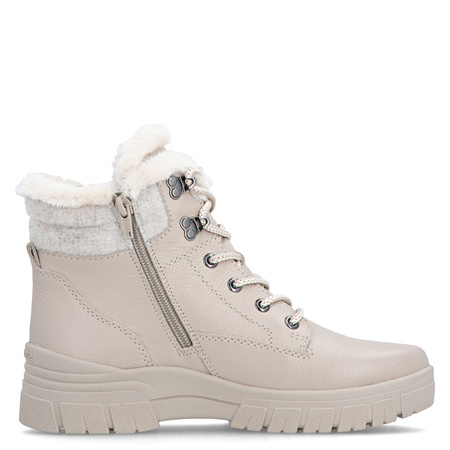 Rieker Warm-Lined Platform Ankle Boots With Zip And Laces Beige D0E71-60