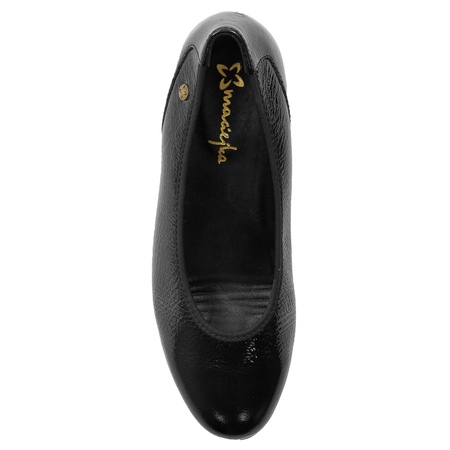 Maciejka Leather Patent Pumps Block Heel Black P7223-01/00-7