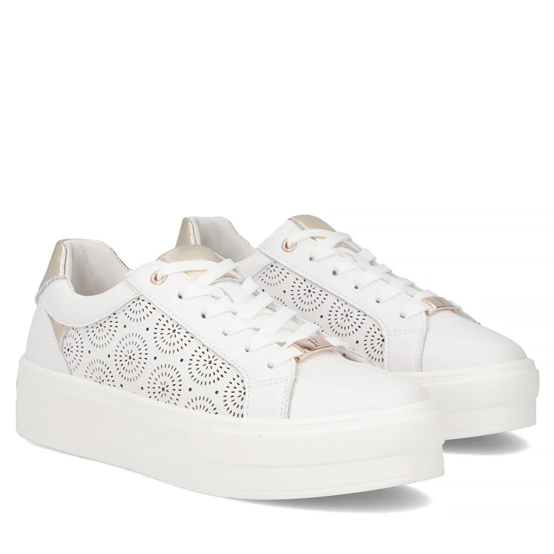 Filippo Skórzane Sneakersy Ażurowe Półbuty Białe DP7668-26-WH