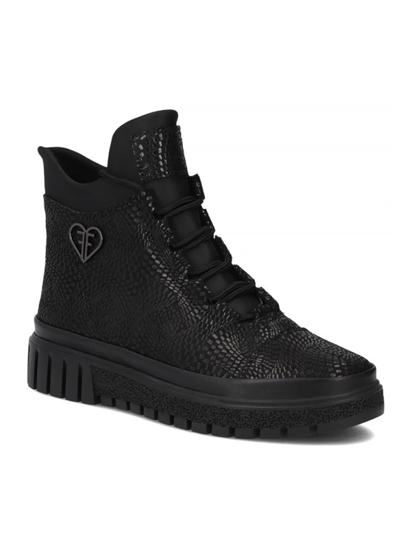 Filippo Leather Insulated Women’s Ankle Boots With Zip And Laces Black DBT7302-25-BK