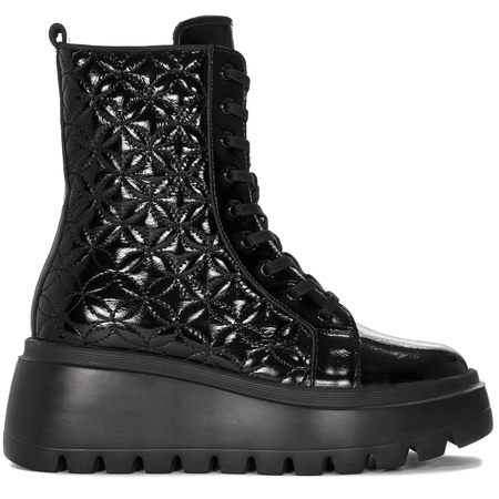 Botki Venezia Black skórzane lakierowane Czarne