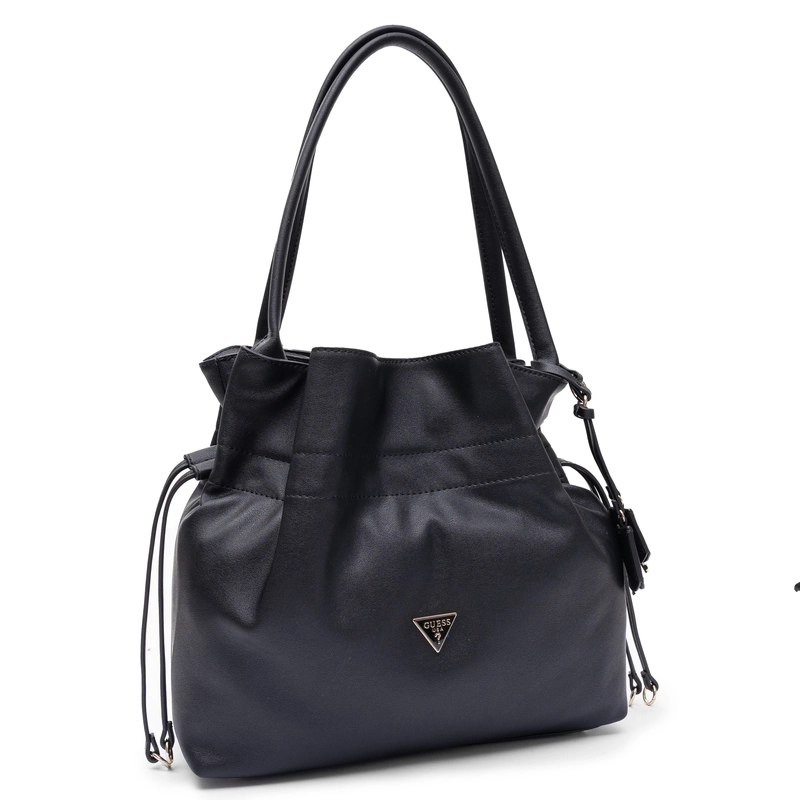 Guess Karima Drawstring Tote Bag Slouchy Shoulder Bag Black HWNG2249230-BLACK