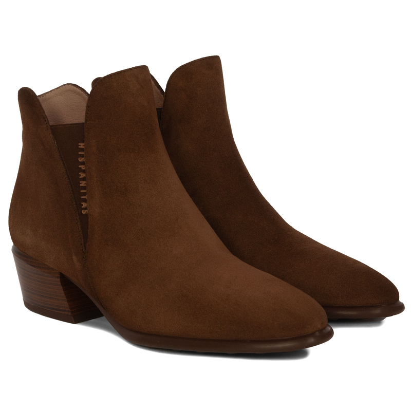 Hispanitas Women's Brown Ankle Boots with Heel